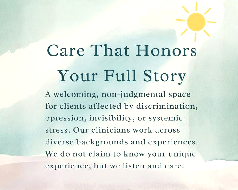 Belonging and Identity therapy card with inclusive pastel characters symbolizing community, support, and diversity.