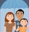 family under umbrella